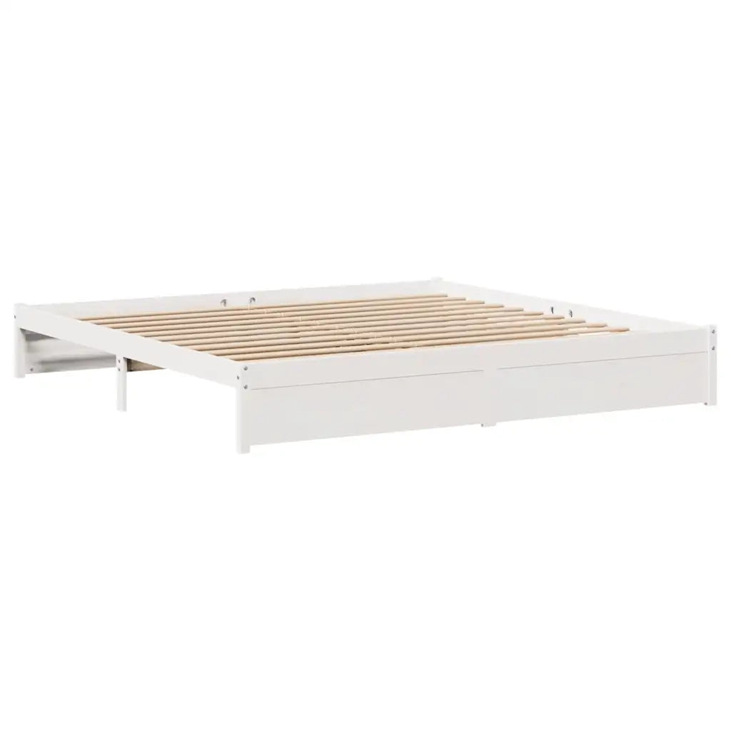 Giroletto senza Materasso Bianco 200x200 cm Legno Massello Pino