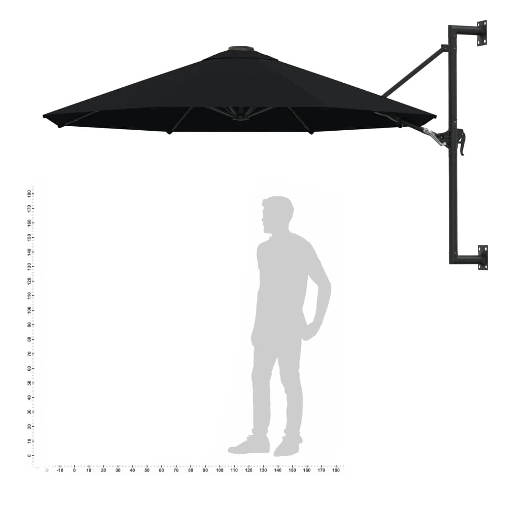 Ombrellone da parete con palo in metallo 300 cm nero 02_0008683