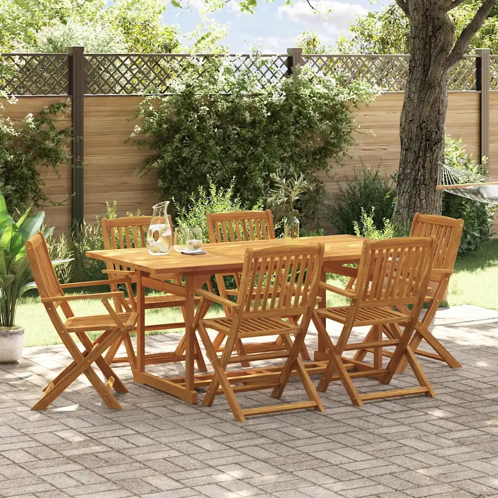 Set da Pranzo da Giardino 7pz 180x90x75cm Legno Massello Acacia