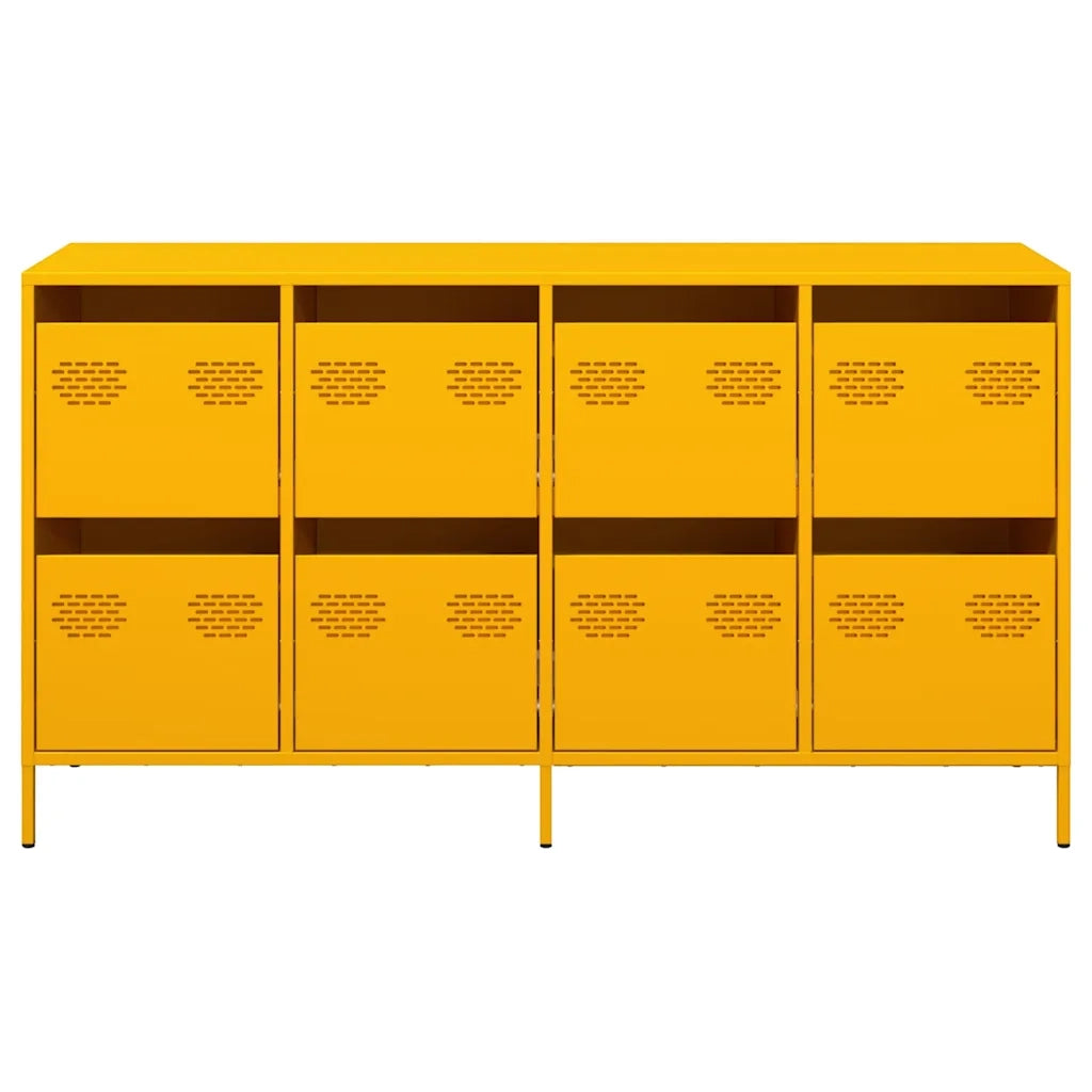 Credenza-Buffet-Armadio da cucina Giallo Senape 135x39x73,5 cm Acciaio Laminato a Freddo 774796