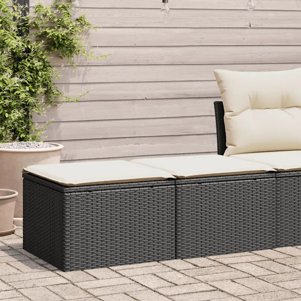 Set Divani da Giardino con Cuscini 2 pz | Set Salotto da Giardino Nero Polyrattan Acacia