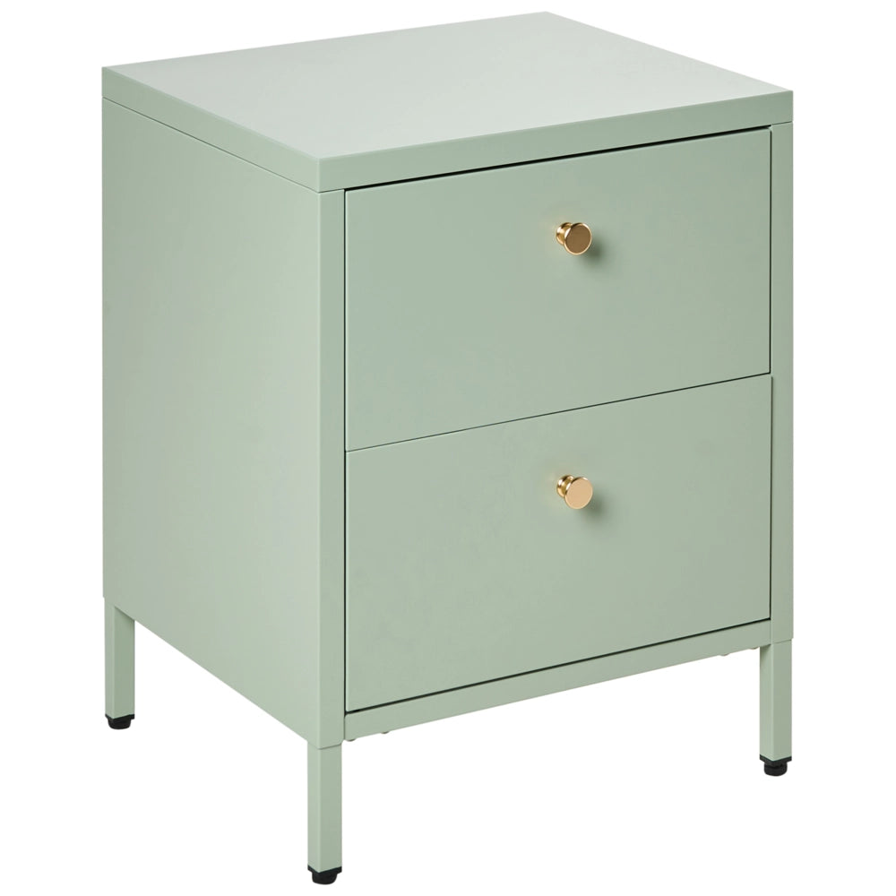 Comodino industriale moderno in acciaio 2 cassetti verde menta Design Industriale Mobili Contenitori