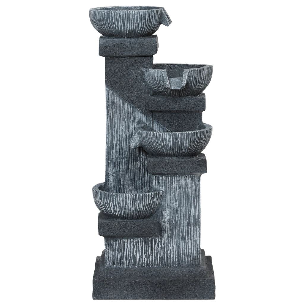 Fontana da Giardino 4 Livelli con LED e Pompa ¨C zephmum ¨C Grigio 85 cm