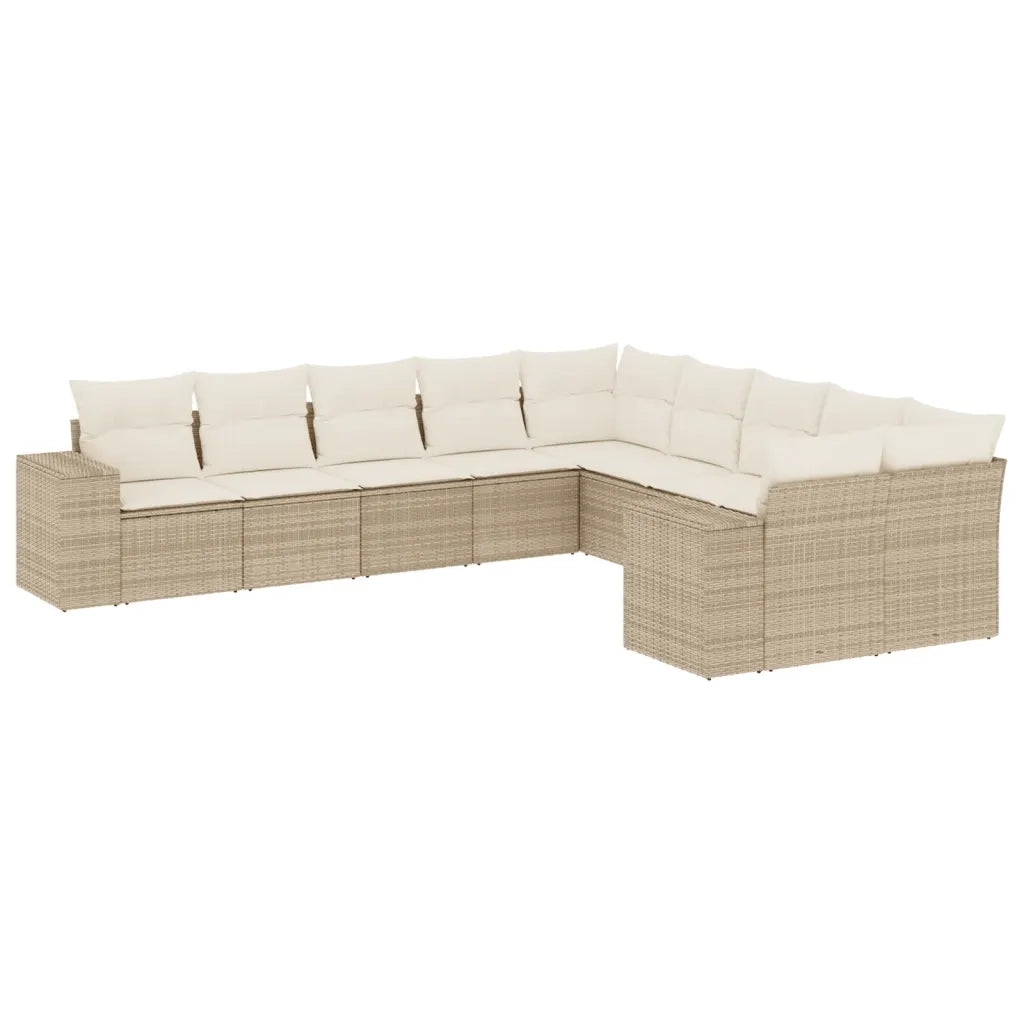 Set Divano da Giardino 10 pz con Cuscini Beige in Polyrattan 3255445
