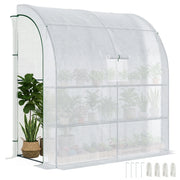 Serra Addossata a 3 Livelli con Porte e Finestre Avvolgibili, in PE e Acciaio, 200x100x215 cm, Verde e Bianco