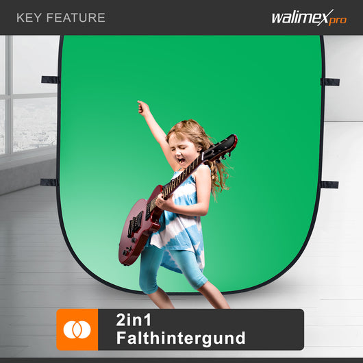 Fondale fotografico pieghevole 2 in 1 grigio/blu 150 x 210 cm, sfondo per foto e video con borsa da trasporto