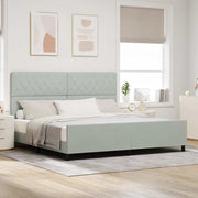 Letto a molle con testiera-Rete con Testiera Grigio chiaro 200 x 200 cm Velluto