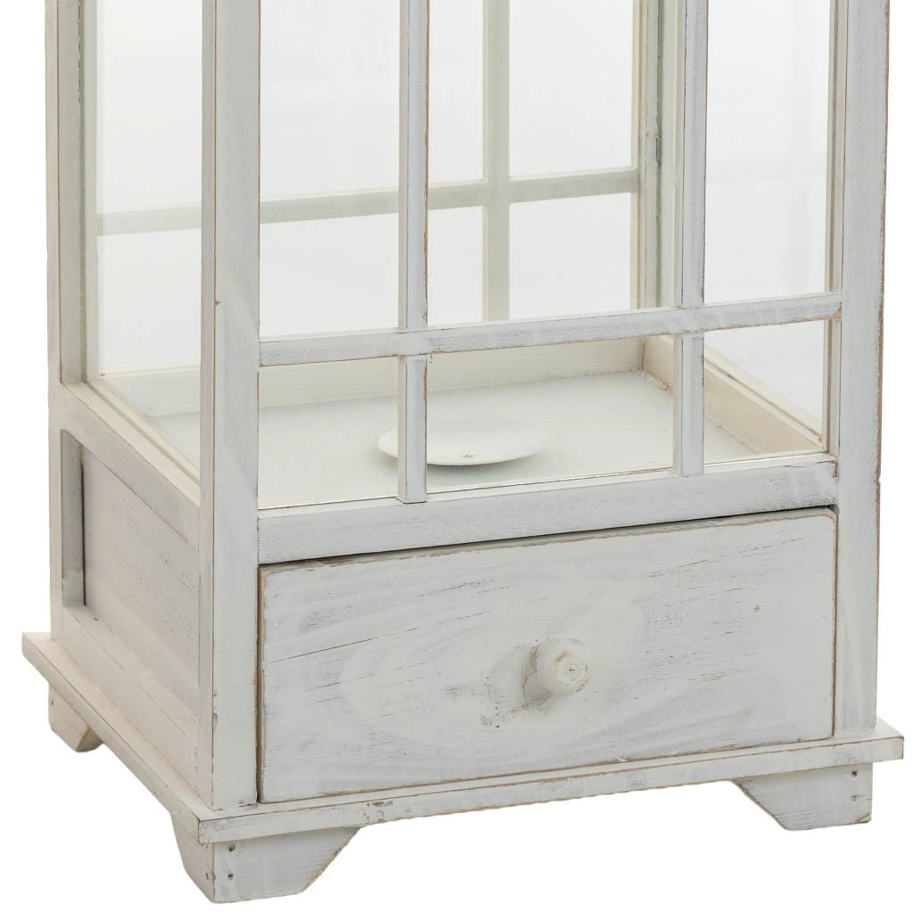 Lanterna in legno bianco 32x26x92h cm