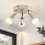 ZMH Faretto da soffitto circolari nichel 3 luci GU10 regolabili 350° stile moderno per soggiorno camera max 25W