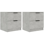 Set di 2 Comodini | Armadio da Notte | Mobiletto da notte Grigio Cemento in Legno Multistrato
