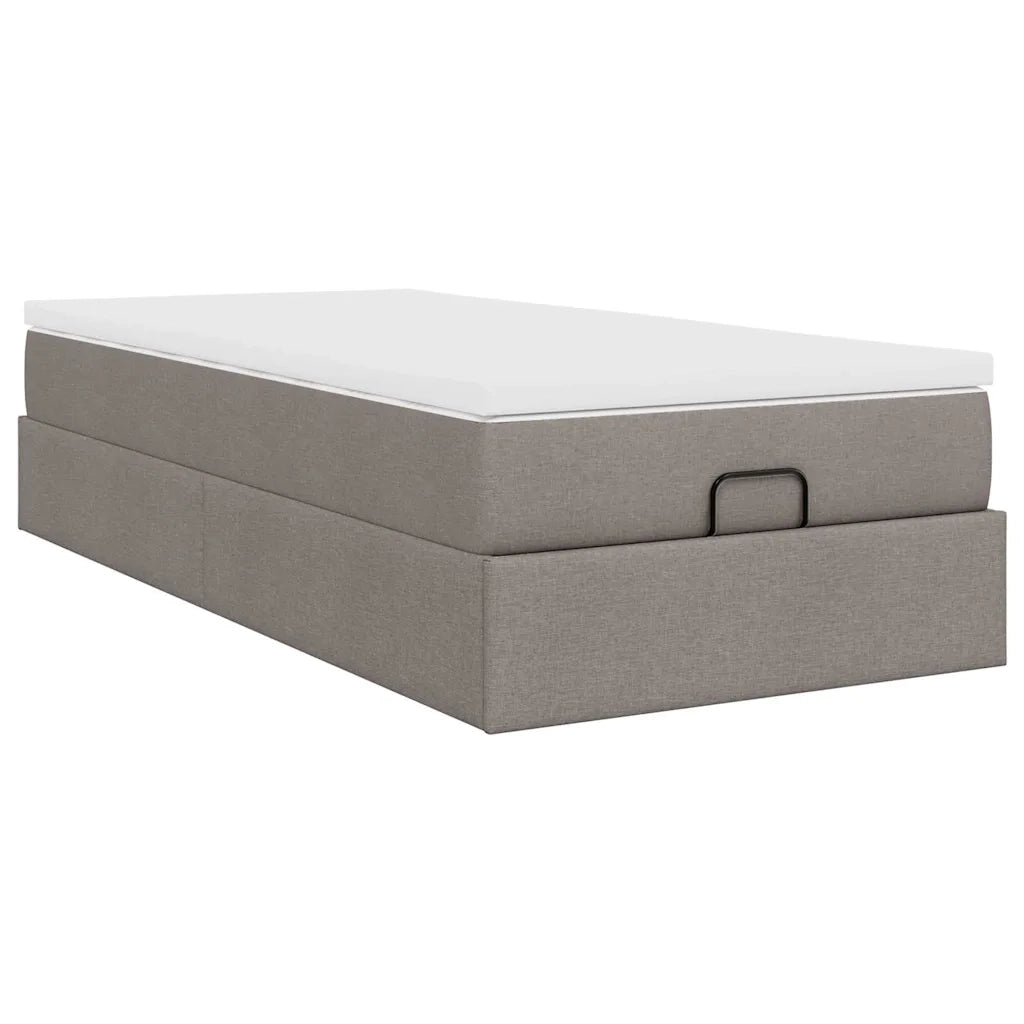 Struttura Letto Pouf con Materasso Tortora 80x200 cm in Tessuto 3311068
