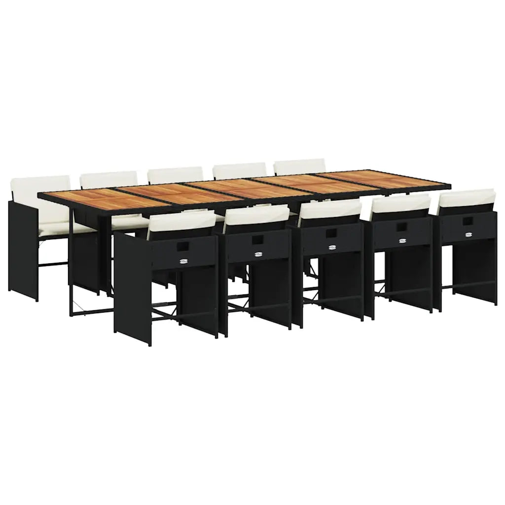 Set da Pranzo da Giardino 11 pz con Cuscini in Polyrattan Nero 3211119