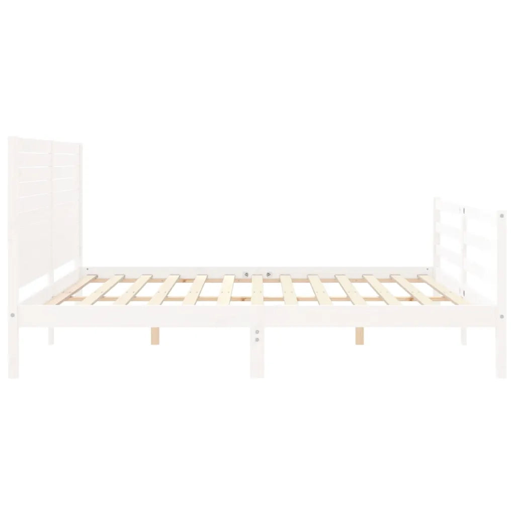 Giroletto con Testiera Bianco 200x200 cm in Legno Massello 3195047