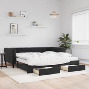 Divano Letto Estraibile con Cassetti Nero 100x200 cm in Velluto 3196774