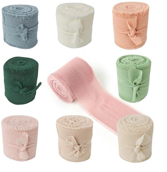 Set di nastro chiffon 9 rulli 4 cm x 45 m nastro di regalo tessuto nastro largo set per decorazioni di matrimonio nastro per invito di matrimonio bouquet di nozze confezione regalo DIY maglia.