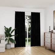 Tende Oscuranti con Ganci 2 pz Nere in Velluto 140x225 cm 134493