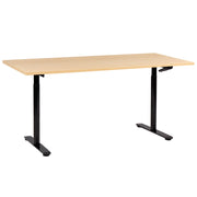 Scrivania regolabile manualmente nero e marrone chiaro 180 x 72 cm struttura in acciaio verniciato a polvere