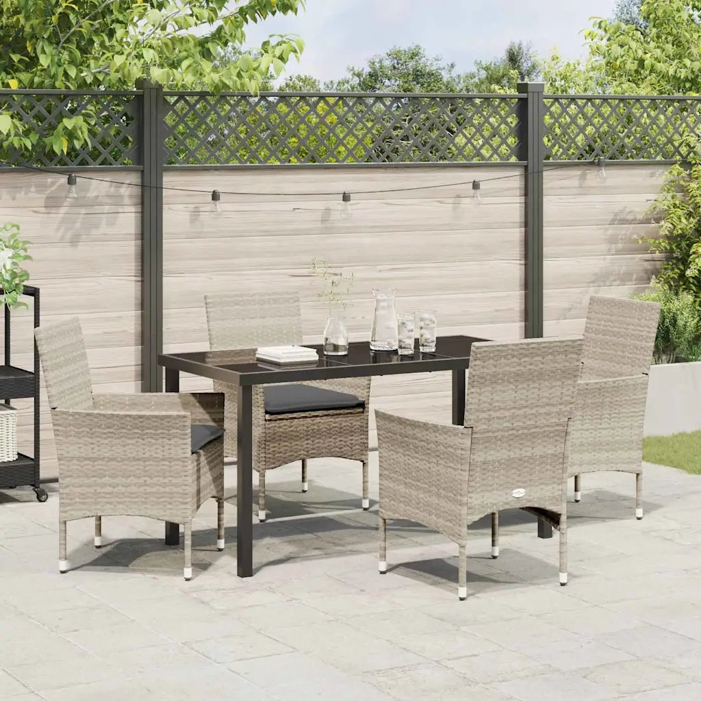 Set da Pranzo per Giardino 5 pcs Grigio chiaro polyrattan