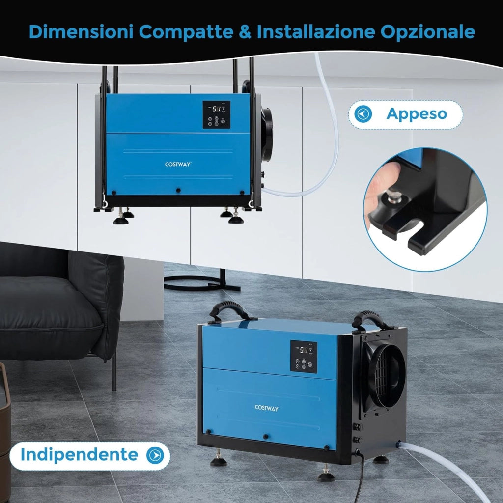 58,5/73,5 L Deumidificatore Commerciale, Deumidificatore Industriale con 3 Modalità e Timer 24H, Sbrinamento Automatico per Cantina Magazzino (58,5 L/giorno Blu)