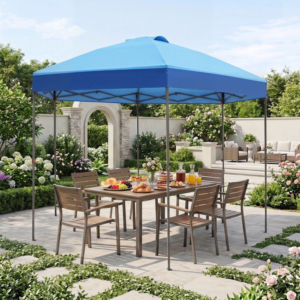Gazebo pieghevole da giardino con altezza regolabile picchetti e corde, 360 x 360 cm Gazebo pop-up Blu