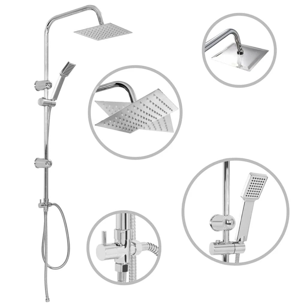 Set doccia doppio con doccetta soffione quadrato orientabile per bagno di casa uso interno 95 cm 02_0003785