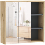 Specchio da Bagno Contenitore con 2 Ante 60x20x60 cm con Specchio e Scomparto Aperto Naturale