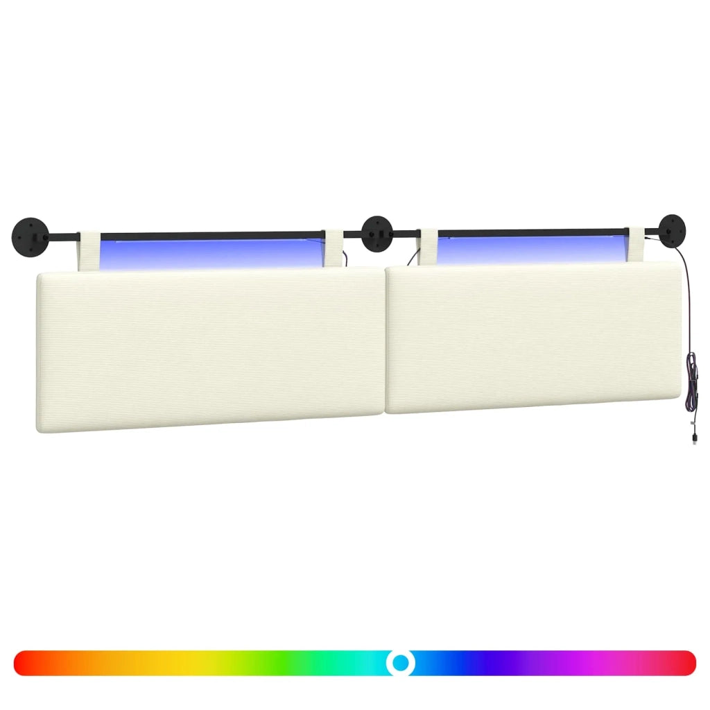 Testiera | Testata sospesa Con luce LED Crema Tessuto in Cords