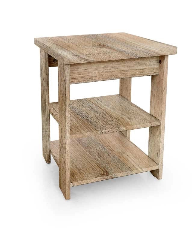 TAVOLINO DA CAFFÈ IN LEGNO CON 3 RIPIANI  40X40X50CM  COLORE ROVERE