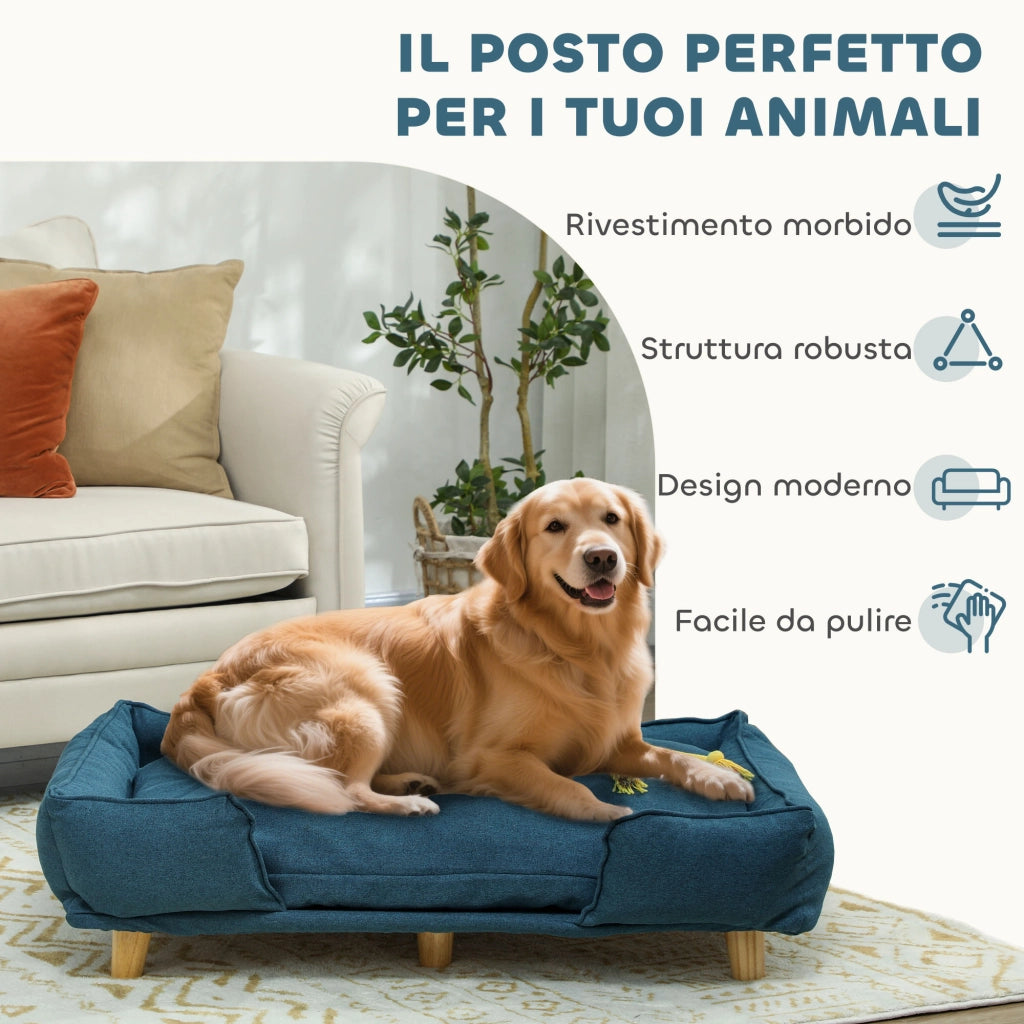 Cuccia per Cani Grandi con Cuscino Rimovibile ¨C zephmum ¨C Blu, 96x66x24 cm