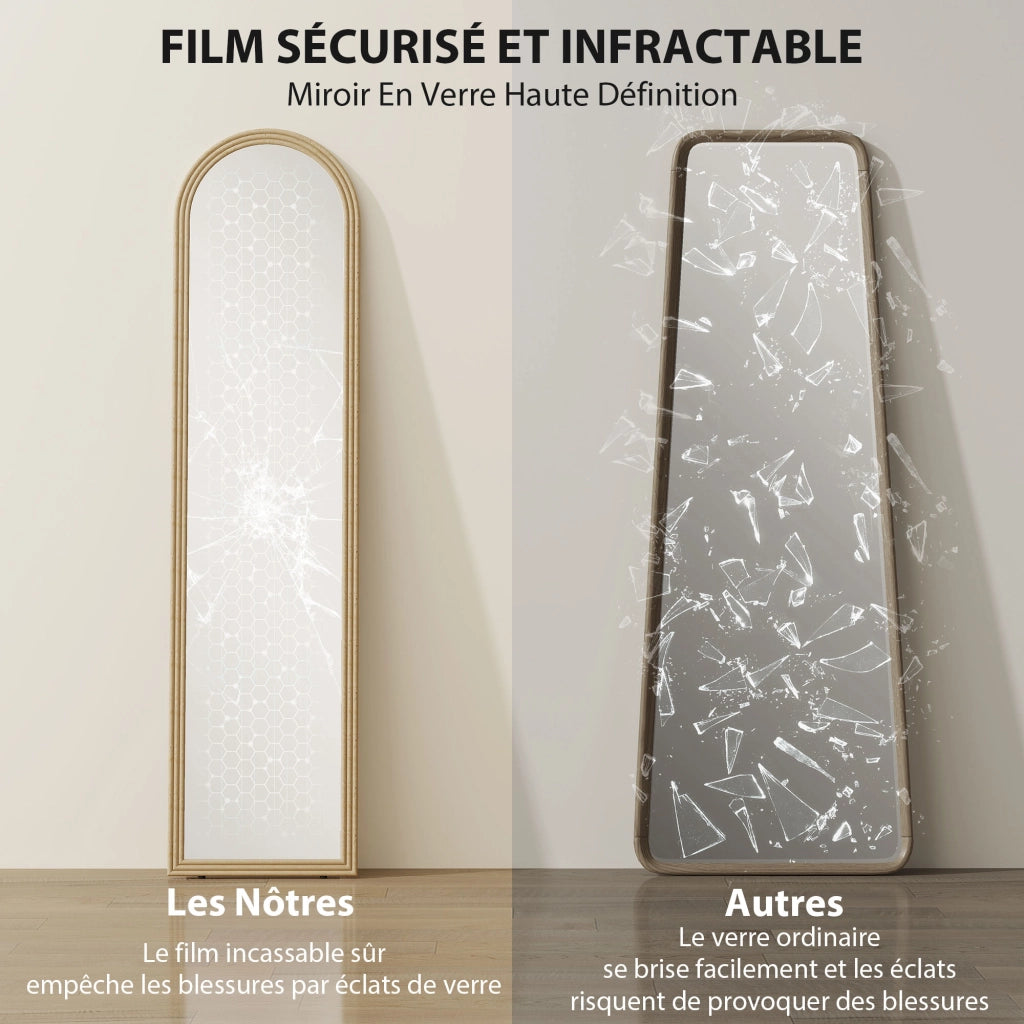 Specchio a Pieno Corpo con Cornice Effetto Pietra ¨C zephmum ¨C Beige 40x160 cm