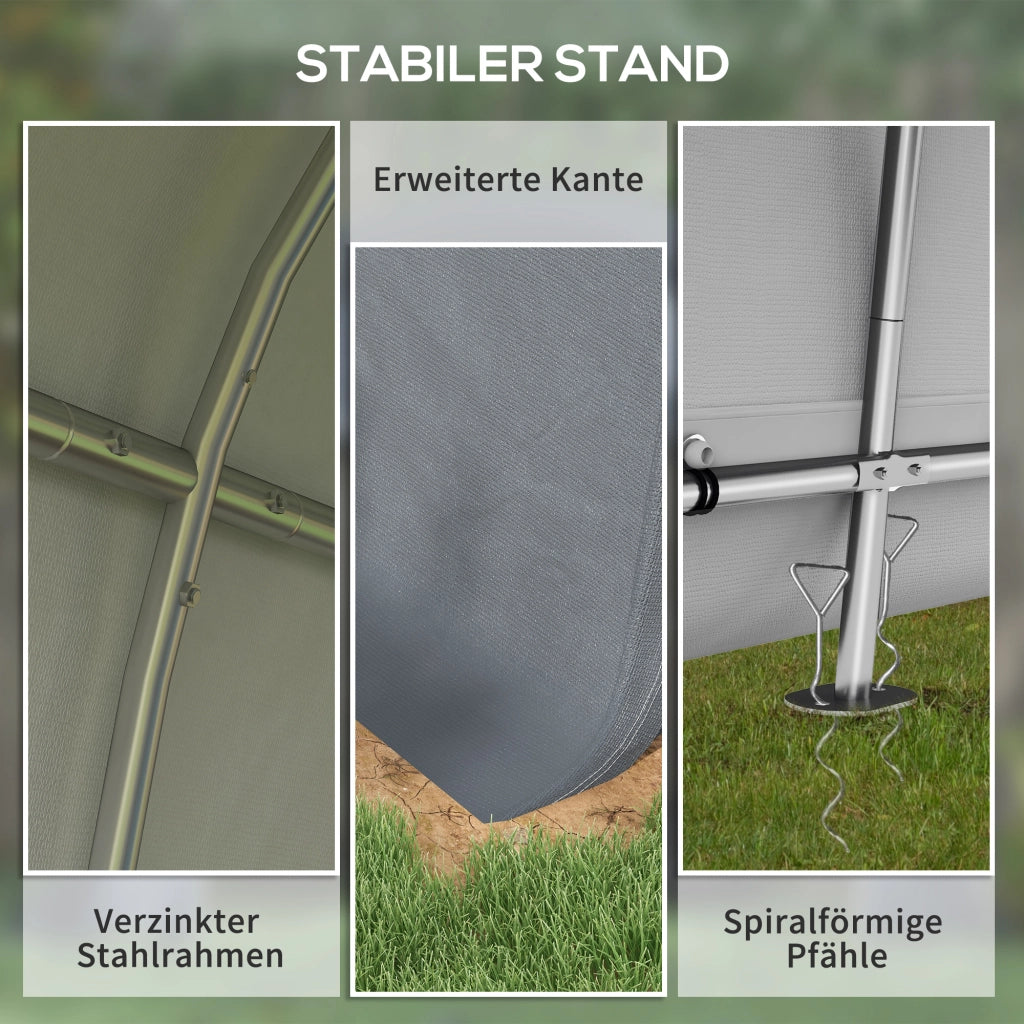 Capanno da giardino 3x3m in alluminio acciaio e PE grigio protezione UV idropellente dotato di due porte a rulli resistente agli agenti atmosferici
