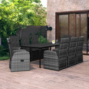 Set da Pranzo da Giardino 9 pz con Cuscini Grigio 3099498
