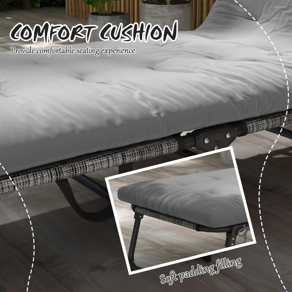 Lettino da Giardino Pieghevole e Reclinabile con Tasca Laterale 68x189x30 cm  Nero e Grigio
