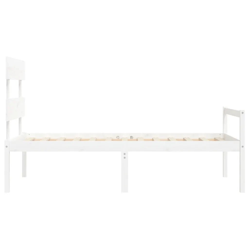 Letto per Anziani con Testiera-Struttura Letto per Anziani Bianco Single in Legno Massello 407500