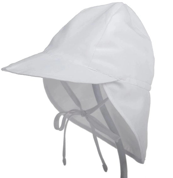 Cappello per bambini, cappello estivo per bambini, cappello per neonati con protezione al collo e fascia con strisce, cappello flapper, cappello UV protettivo per il mare (XS: adatto per misure di capo 44-48 cm) - Bianco