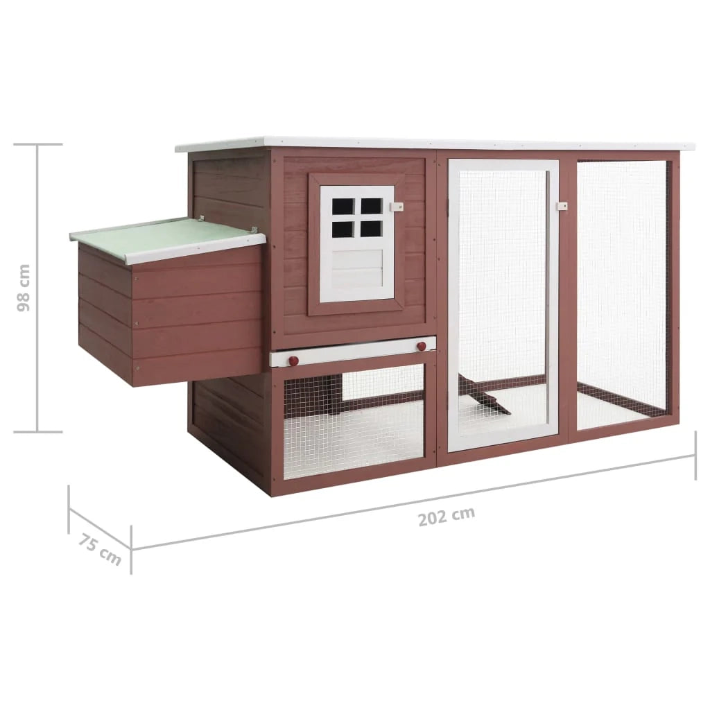 Pollaio da esterno con 1 nido 202 x 75 x 98 cm legno marrone 02_0001699