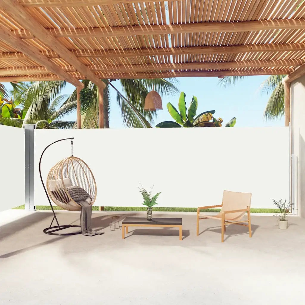 Tenda da Sole Laterale Retrattile-Tenda parasole per balcone per giardino Crema 200x1000 cm 133775