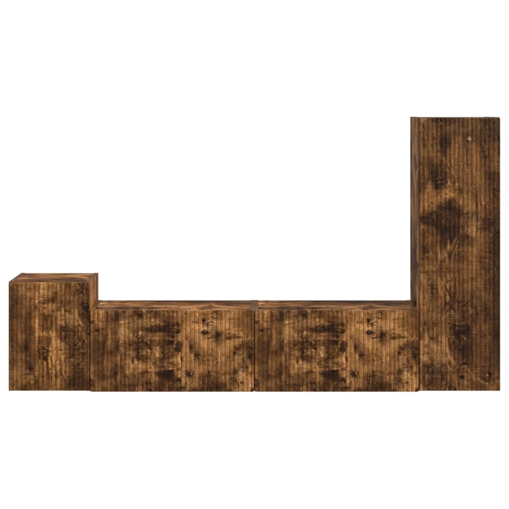 Set mobile TV 4 pz | Armadietto TV | Mobile Porta TV Rovere fum¨¦ Legno multistrato