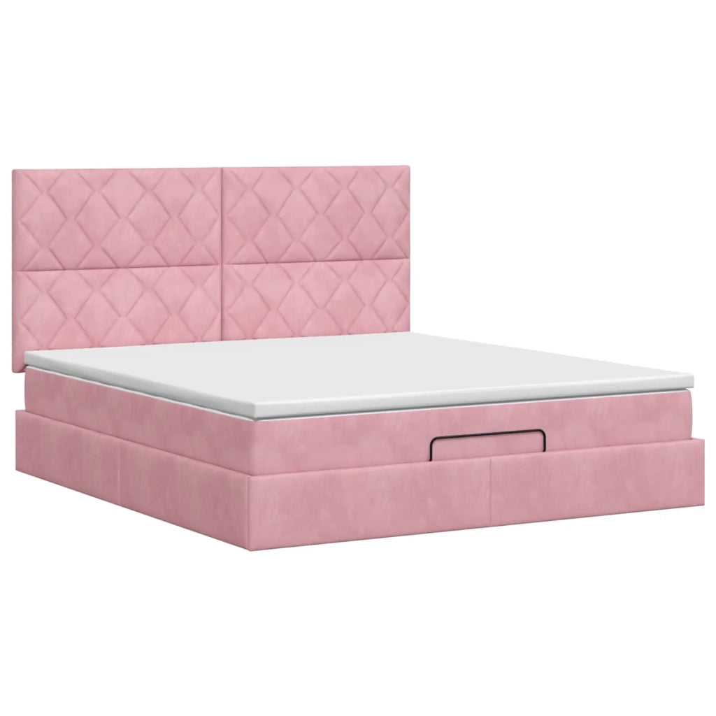 Letto ottomano con materasso Rosa 140 x 200 cm Velluto 3457802