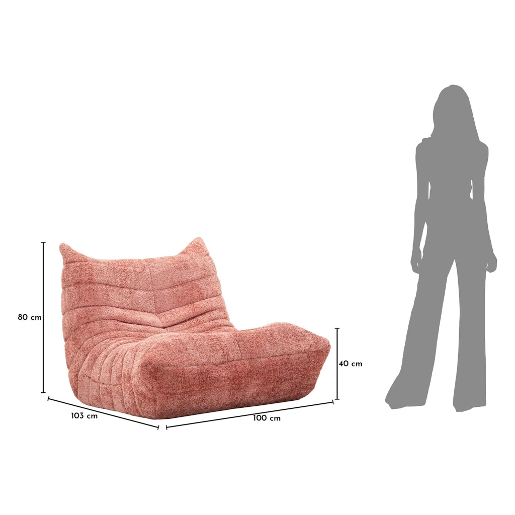 Poltroncina Battam, Poltrona Rivestimento in Tessuto Bouclè, 27x27x108h cm Rosa
