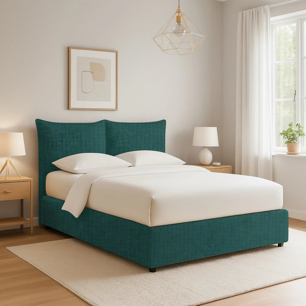 Newquay, Letto Singolo Sfoderabile Made in Italy, Verde Petrolio