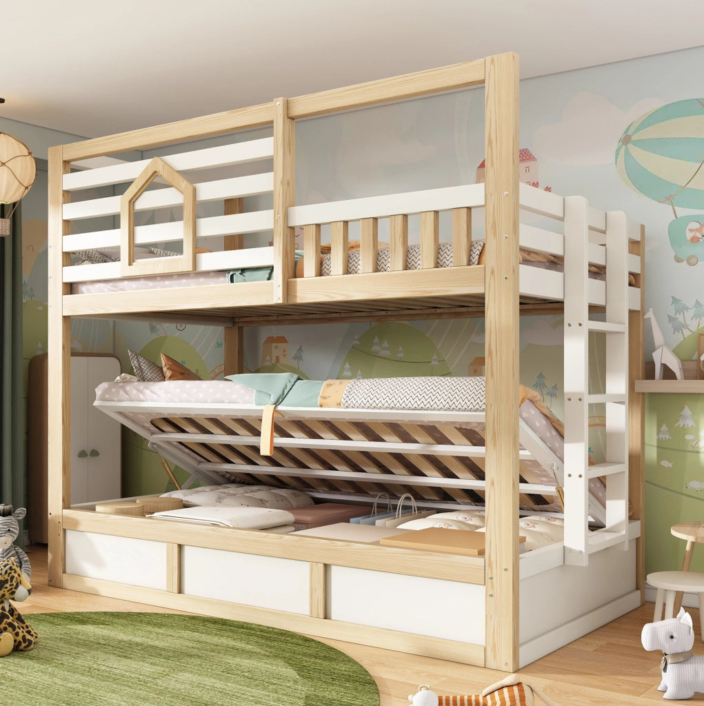 Letto a castello per bambini 90x200 cm con vano idraulico