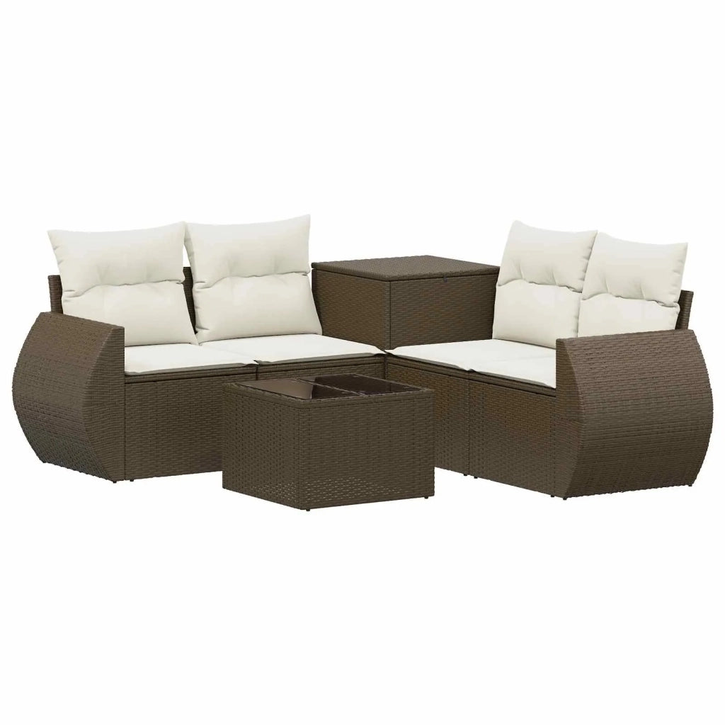 Set di divani 6 pz Marrone e Bianco Crema 3447510