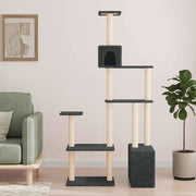 Albero per gatti con pali per graffiare in sisal Grigio Scuro