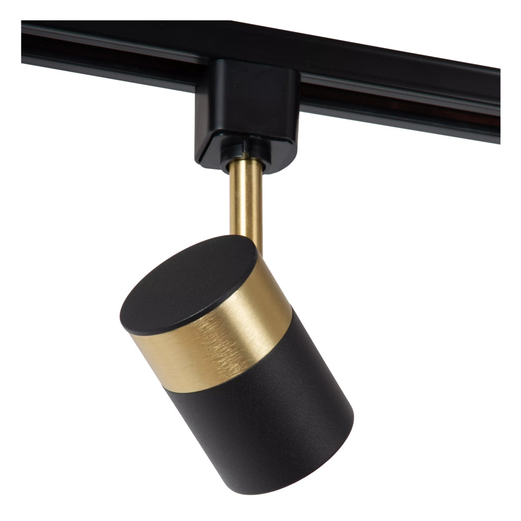 Faretto su binario orientabile nero-oro GU10 Lucide