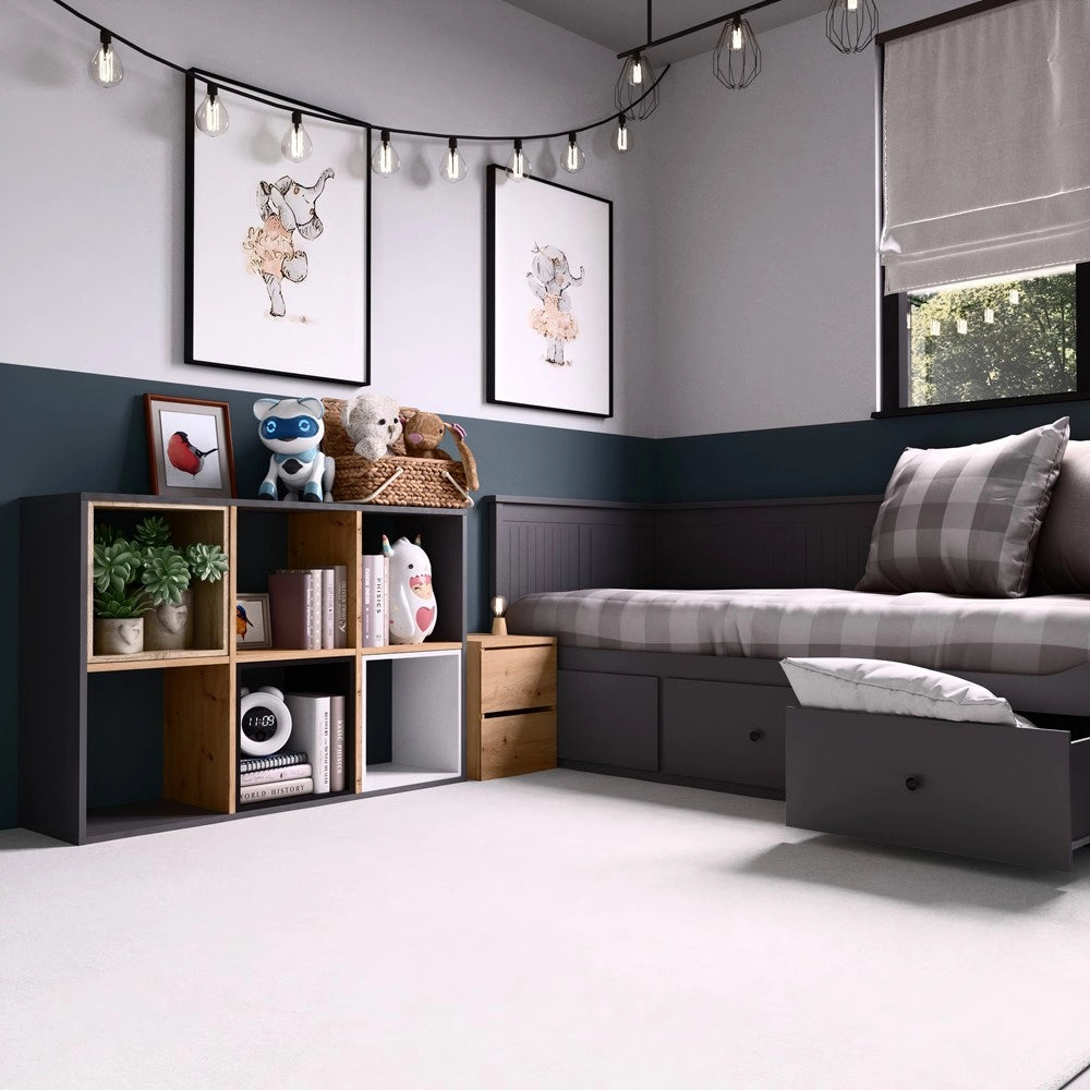 Scaffale MALAX 2x3 antracite rovere artisan libreria moderna
