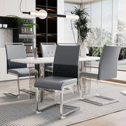 Sedia da pranzo ergonomica grigia con schienale imbottito