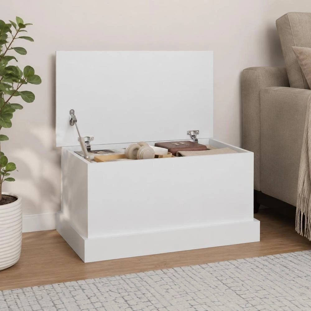Storage Box White 50 X 30 X 28 Cm Wood Composite