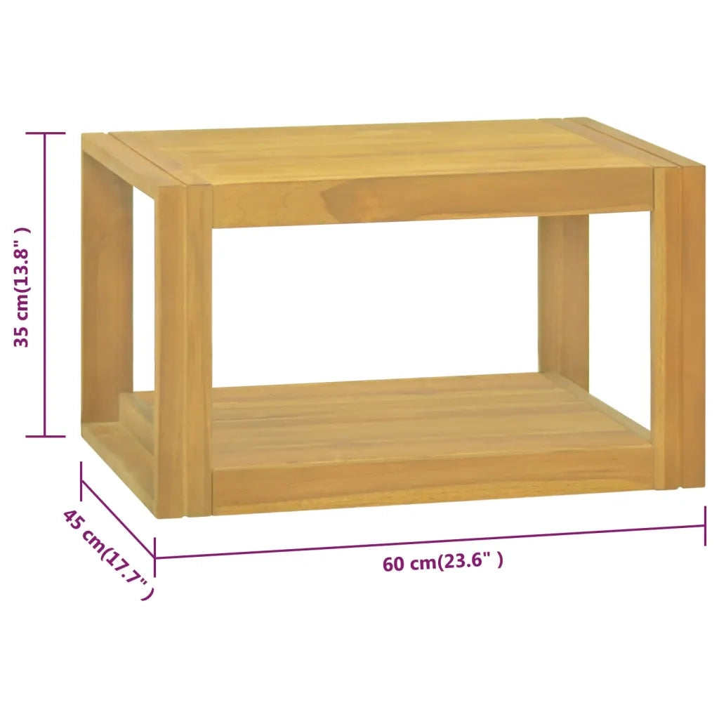Mobiletto da bagno a parete 60 x 45 x 35 cm pratico contenitore stile moderno legno di teak naturale 02_0046961