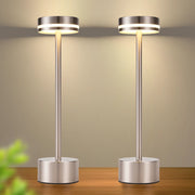 ZMH Lampada da tavolo LED argento set 2 pezzi wireless batteria touch dimmerabile H32cm per comodino camera letto